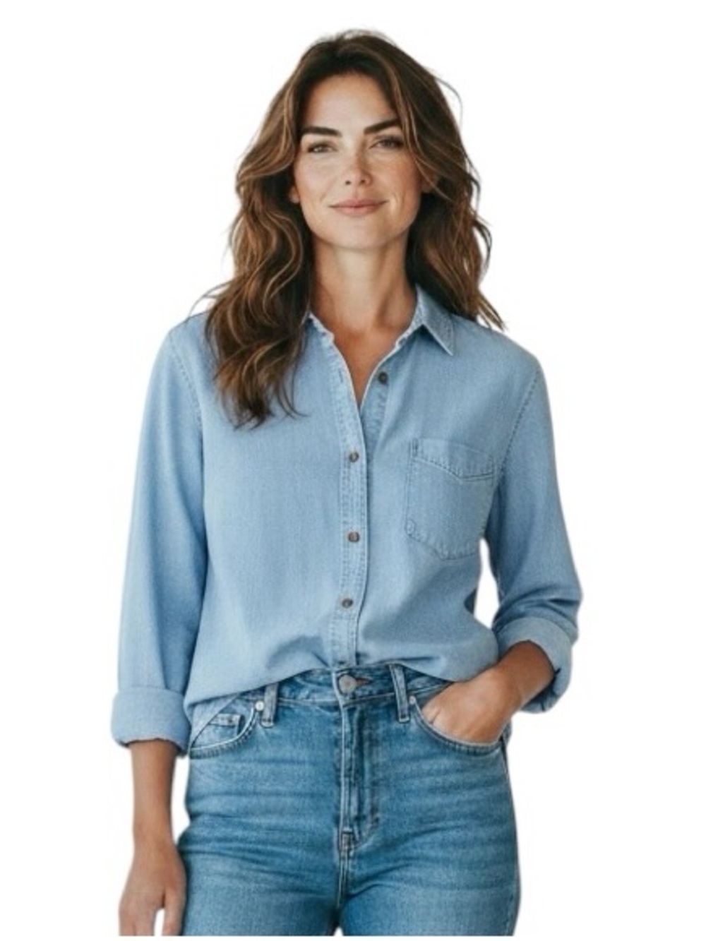 American Eagle Boyfriend Fit denim long sleeve casual shirt